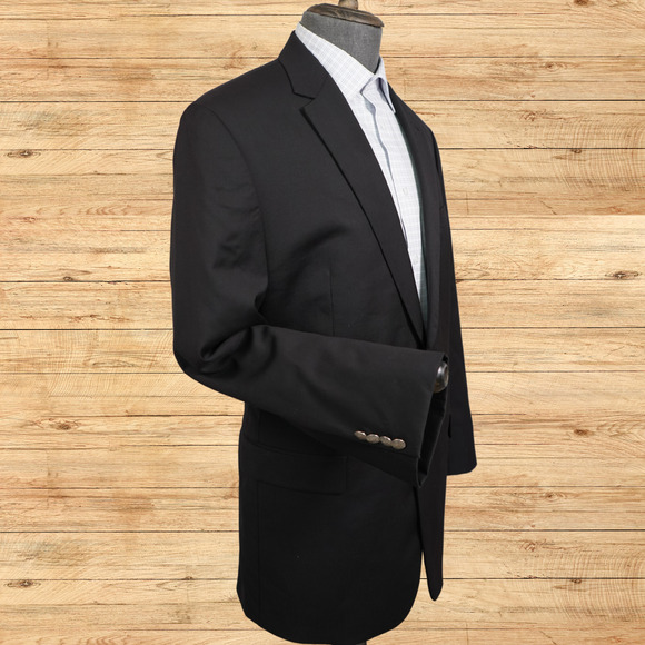 Ralph Ralph Lauren Blazer Mens Size 46R Black Silver Metal Buttons 100% Wool - Picture 2 of 9